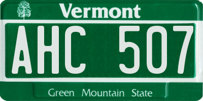 VT license plate AHC507
