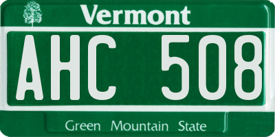 VT license plate AHC508