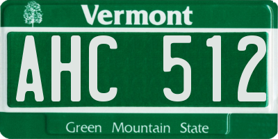 VT license plate AHC512
