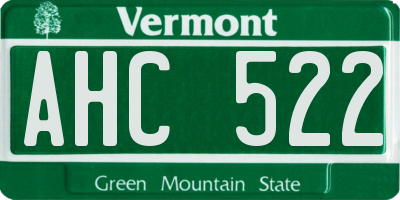 VT license plate AHC522