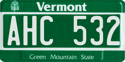 VT license plate AHC532