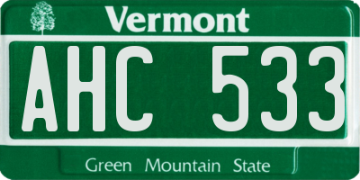 VT license plate AHC533