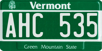 VT license plate AHC535