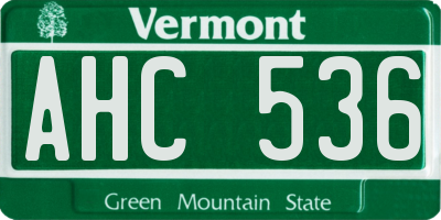 VT license plate AHC536
