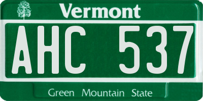 VT license plate AHC537