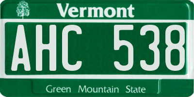 VT license plate AHC538