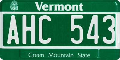 VT license plate AHC543