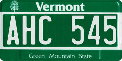 VT license plate AHC545