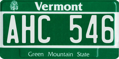 VT license plate AHC546
