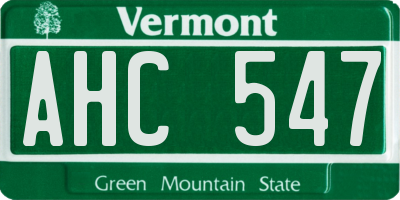 VT license plate AHC547
