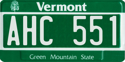 VT license plate AHC551