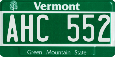 VT license plate AHC552