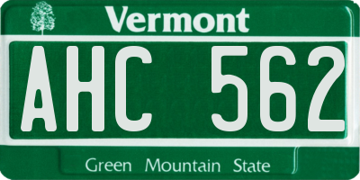 VT license plate AHC562
