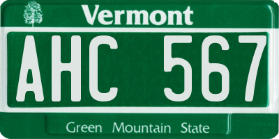 VT license plate AHC567