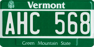 VT license plate AHC568