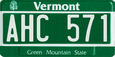 VT license plate AHC571