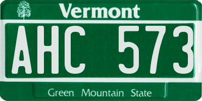 VT license plate AHC573