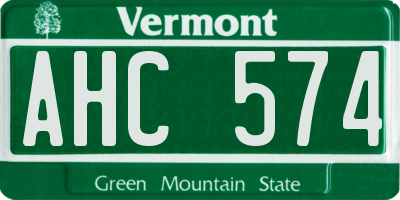 VT license plate AHC574