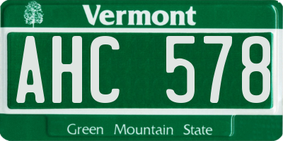 VT license plate AHC578