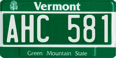 VT license plate AHC581
