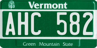 VT license plate AHC582