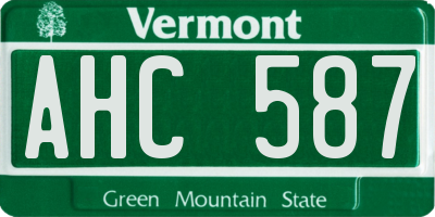 VT license plate AHC587