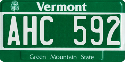 VT license plate AHC592