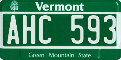 VT license plate AHC593