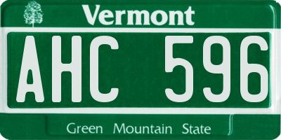 VT license plate AHC596