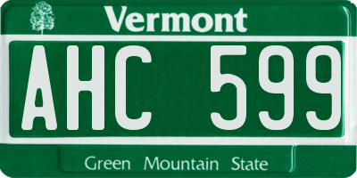 VT license plate AHC599