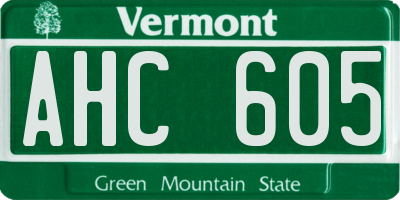 VT license plate AHC605