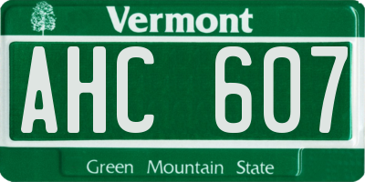 VT license plate AHC607