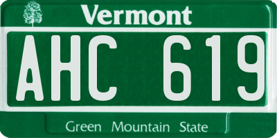 VT license plate AHC619