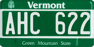 VT license plate AHC622