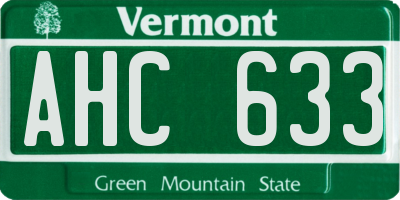 VT license plate AHC633