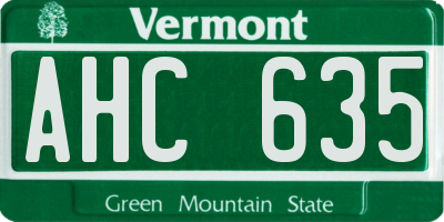 VT license plate AHC635
