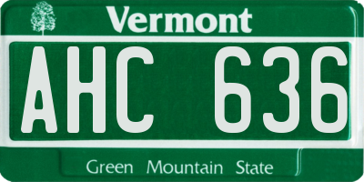 VT license plate AHC636