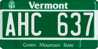 VT license plate AHC637