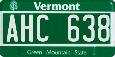 VT license plate AHC638