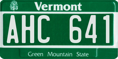 VT license plate AHC641