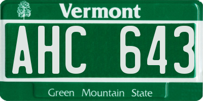 VT license plate AHC643