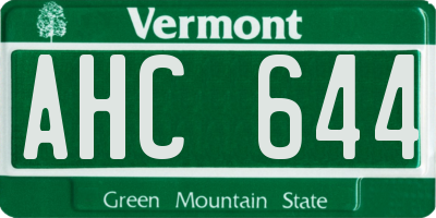 VT license plate AHC644