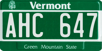 VT license plate AHC647