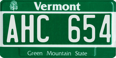 VT license plate AHC654