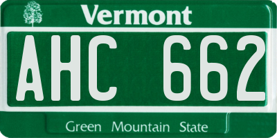 VT license plate AHC662