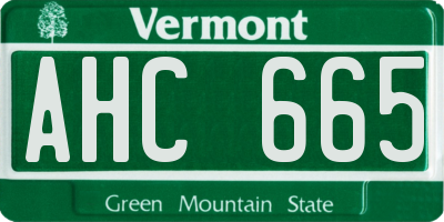 VT license plate AHC665