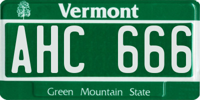 VT license plate AHC666