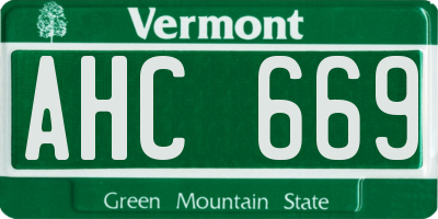 VT license plate AHC669