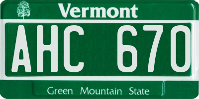 VT license plate AHC670