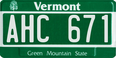 VT license plate AHC671